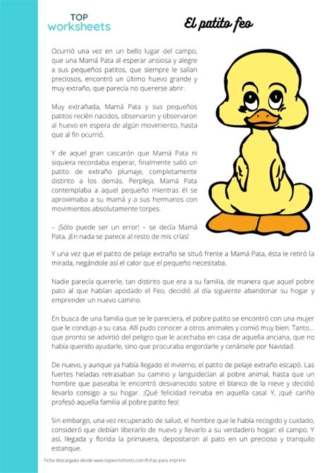 El patito feo, ficha para imprimir 